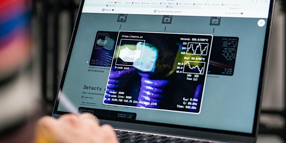 A computer showing graphics about AI.