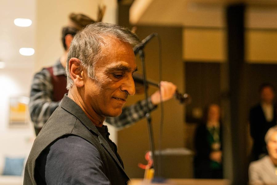 Plus X Innovation member, Kuljit Bhamra, performing at the Slough Trailblazers launch event.