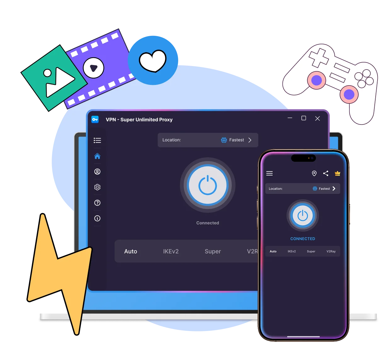 Fast VPN for streaming, gaming, & secure browsing