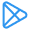 Simple blue play button icon with a triangular shape pointing right.