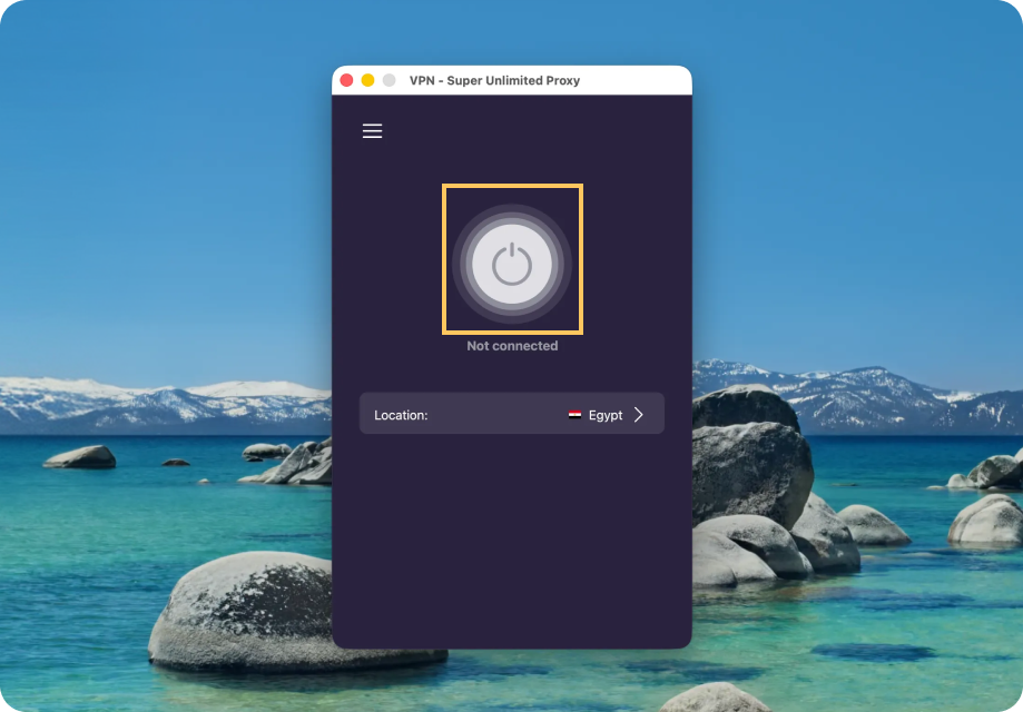 VPN Super for Mac main screen with the Connect button highlighted