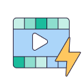 Video player icon with a lightning bolt symbol indicating fast or accelerated playback.