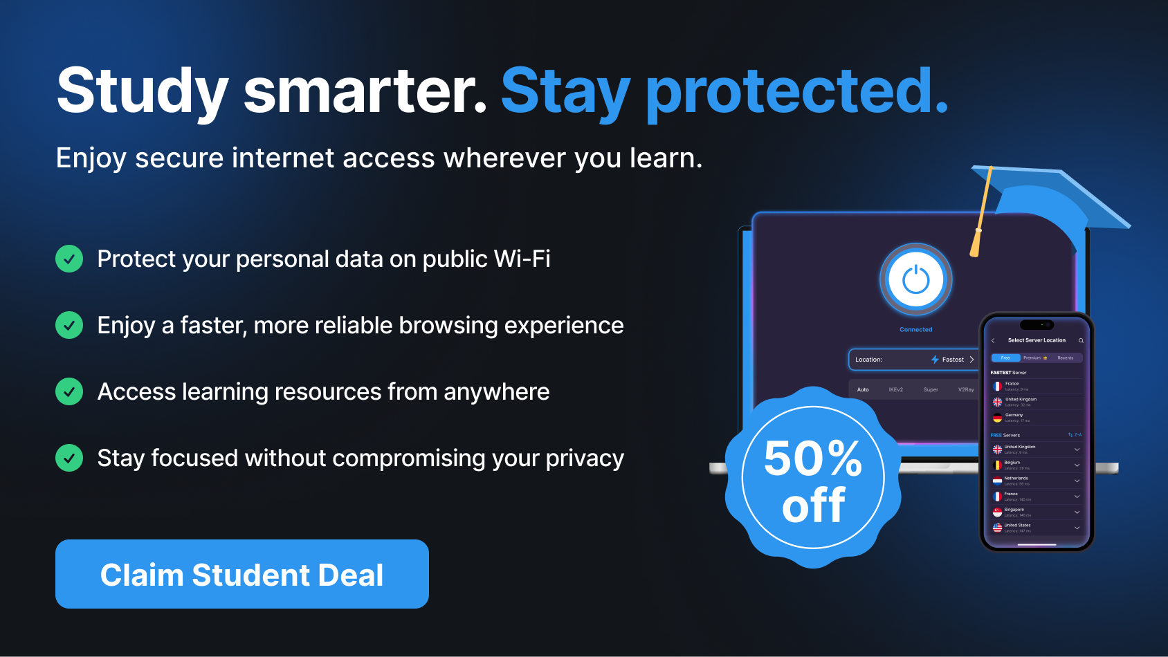 Student VPN discount: 50% off any VPN Super Premium plan