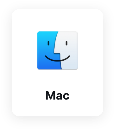 Mac Finder app icon with a blue and white smiling face, labelled Mac.