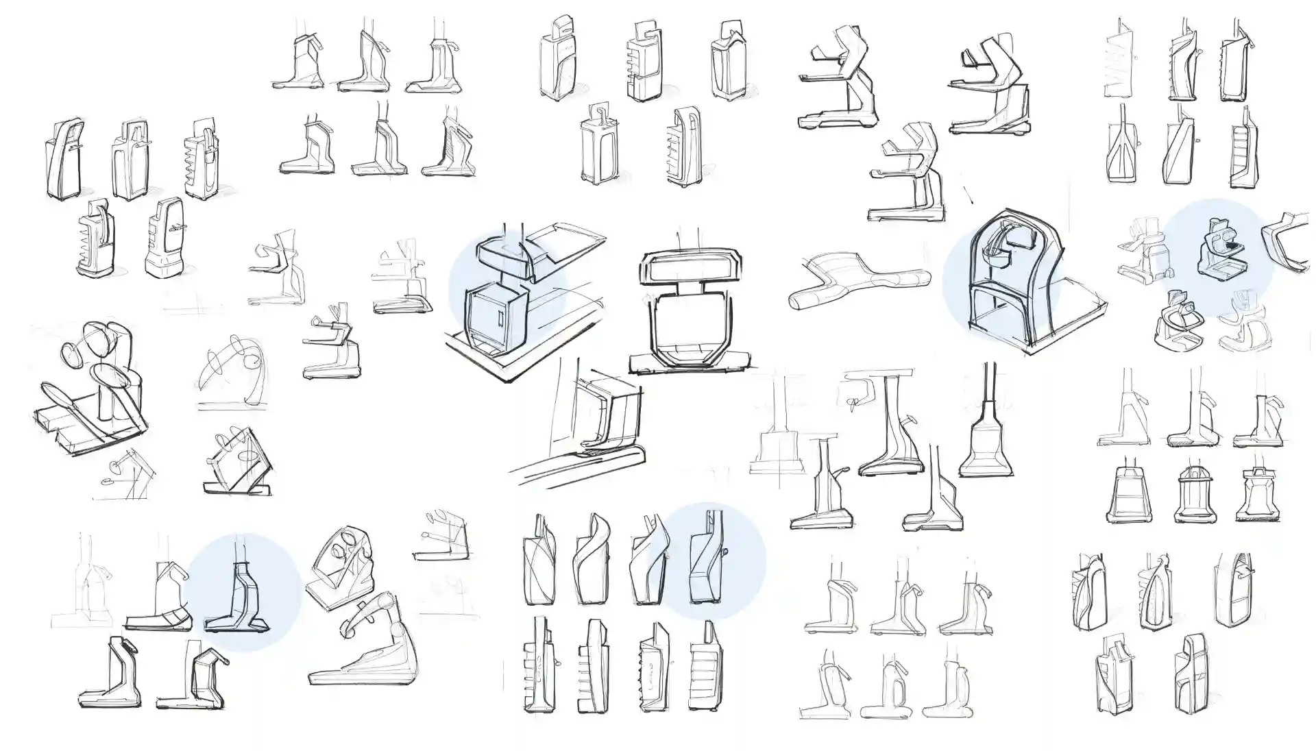 Industrial design concept sketches for a surgical robotics system by Speck Design, showing early form development for medical device platforms