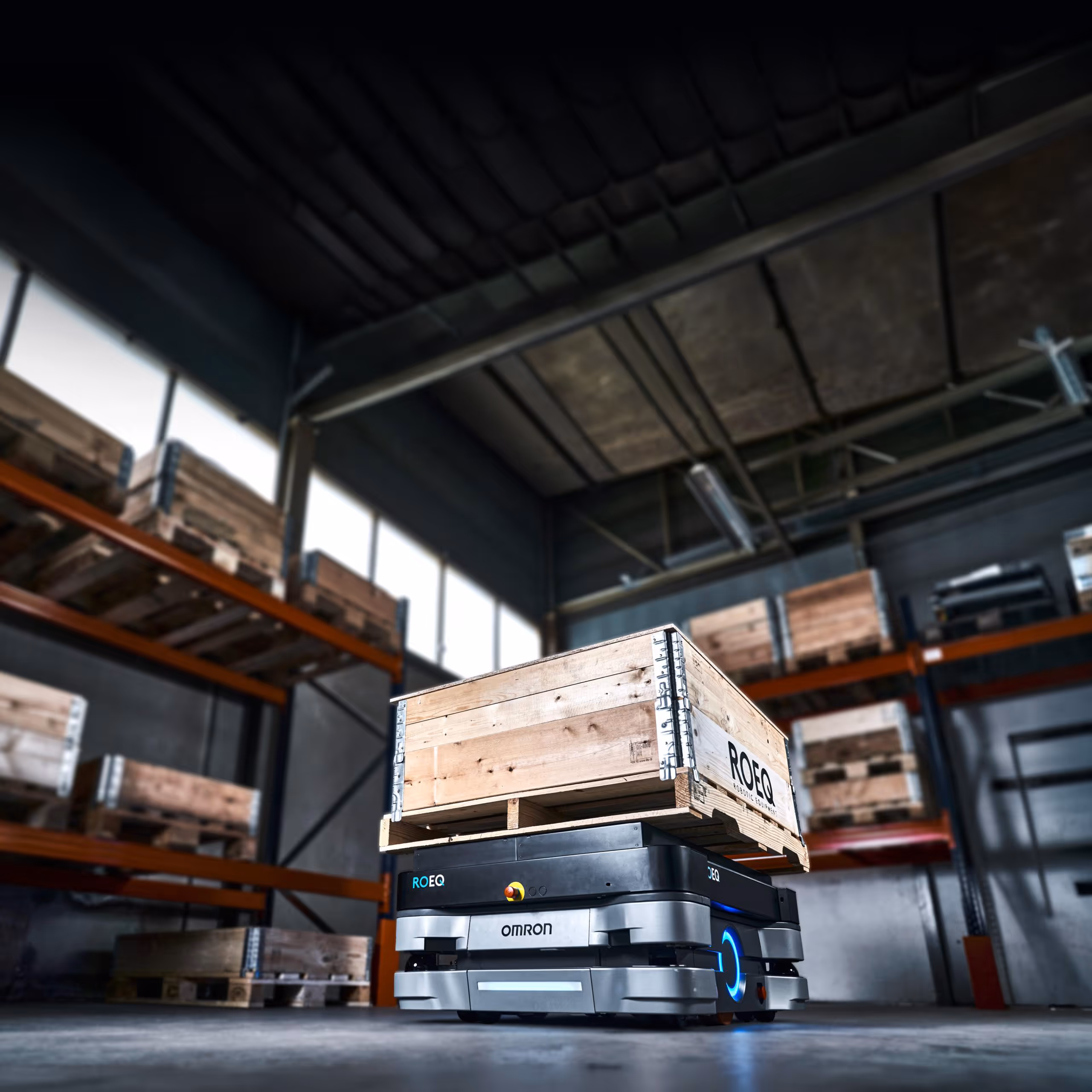 Omron LD60 autonomous mobile robot, engineered for volume production by Speck Design's hardware engineering team