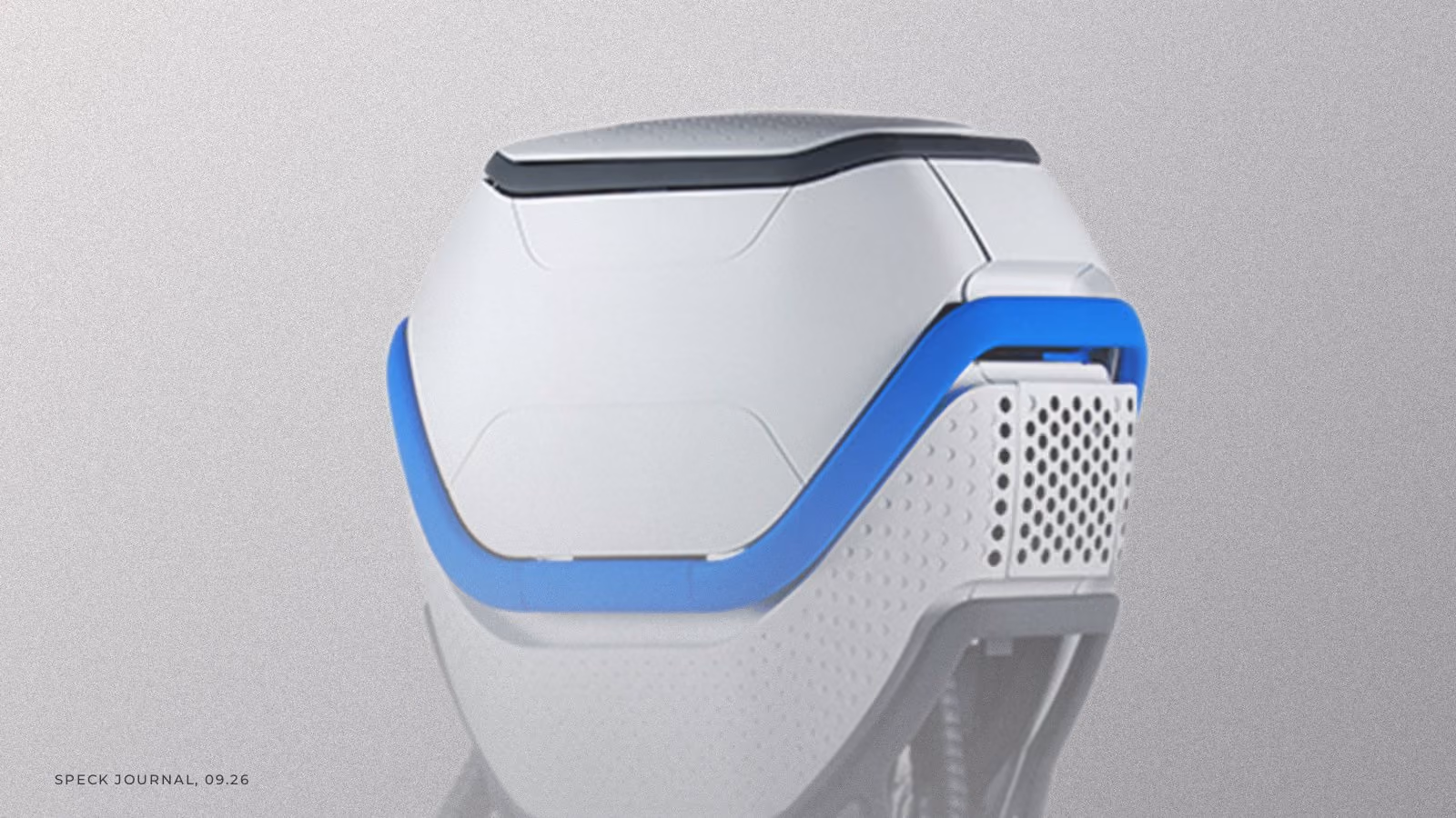 Google SCHAFT humanoid robot with Speck Design's protective skin, emerging from fog