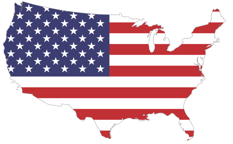 USA map clipart featuring USA flag design