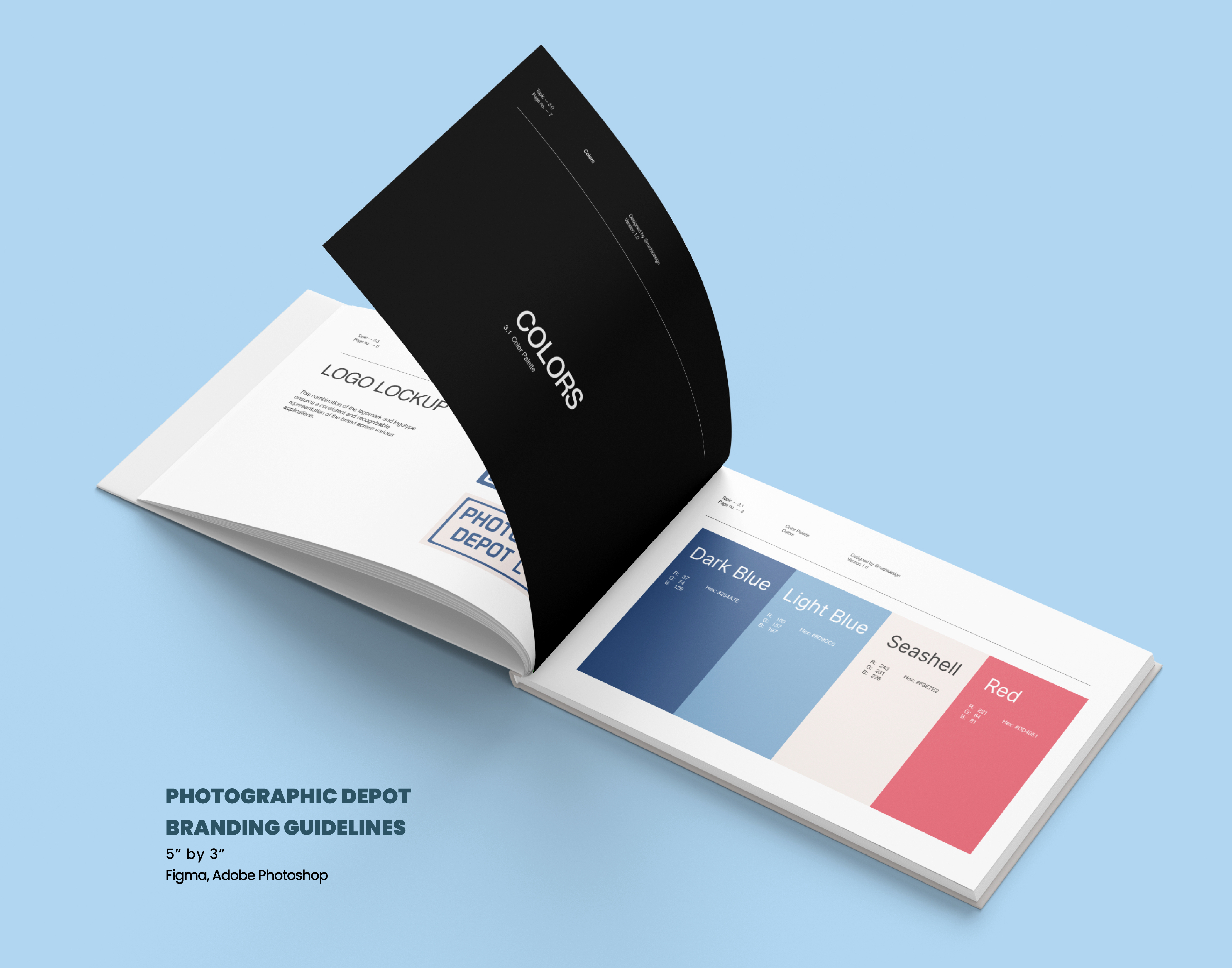 Mockup of Style guidelines for Photographic Depot