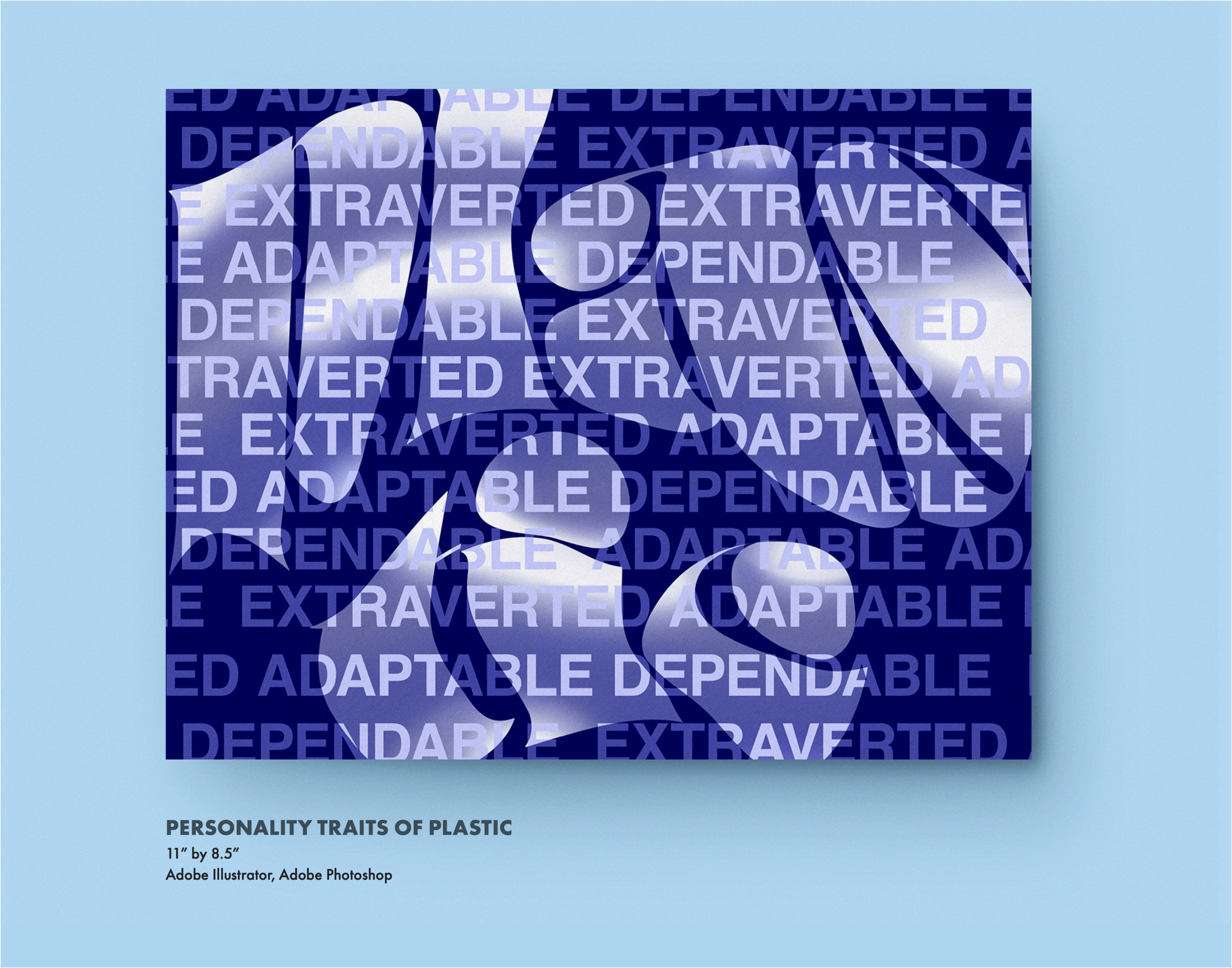 Mockup of a image artistically showcasing the word plastic