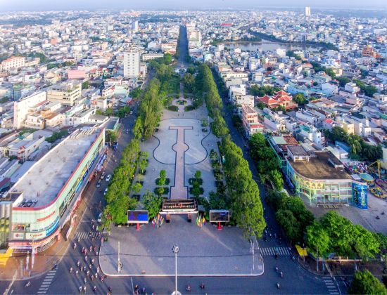 Grand voyage en Indochine – partie Vietnam/Cambodge de Hanoi: Mekong Delta Can Tho City aerial panoramic view