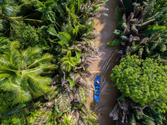 Faszinierendes Mekong Delta - ab Saigon bis Phnom Penh: Mekong delta landscape from above 