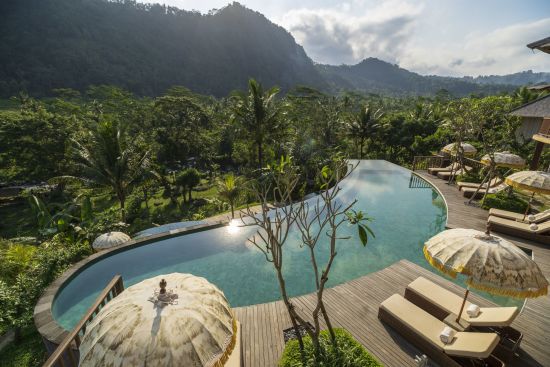 Wapa di Ume Sidemen in Ostbali:  Padi Swimming Pool View from restaurant
