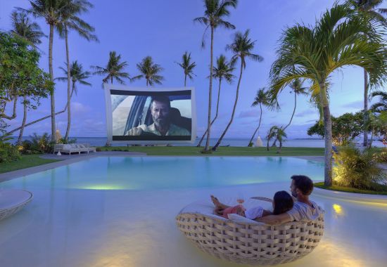 Nay Palad Hideaway in Siargao:  Watching movies in the Pool Loungers