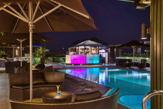 Belmont in Manila:  20 Rooftop 11 Pool & Bar at Night