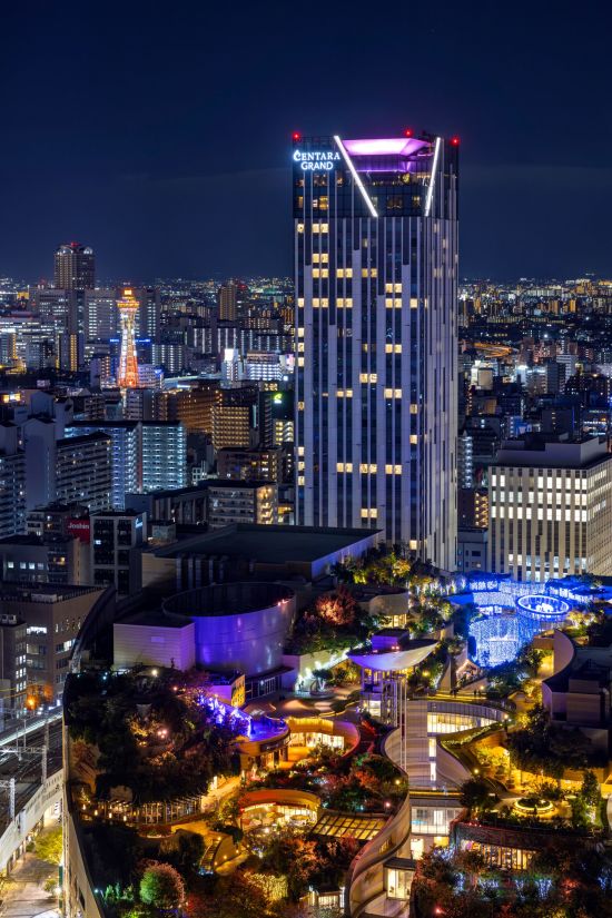 Centara Grand Hotel Osaka:  Hotel building at night