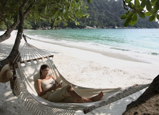 Pangkor Laut Resort:  Emerald Bay - Relaxing on the hammock