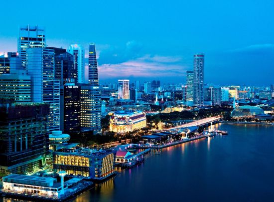 The Fullerton Bay in Singapur:  Fullerton Bay Aerial View