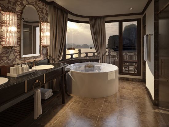Mystische Lan Ha Bucht Kreuzfahrt mit «Ginger» ab Hanoi: Heritage Line - LH Ginger Regent Suite Crane Bathroom