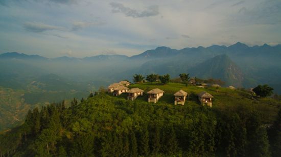 Abenteuer Sapa «Hiking Package» ab Hanoi: Topas Ecolodge Aerial View