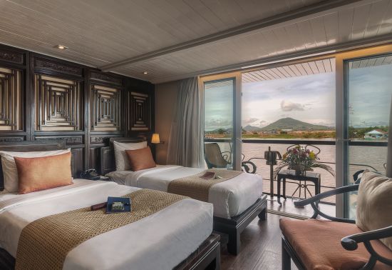 Flusskreuzfahrt nach Saigon ab Siem Reap: Jayavarman Deluxe Stateroom