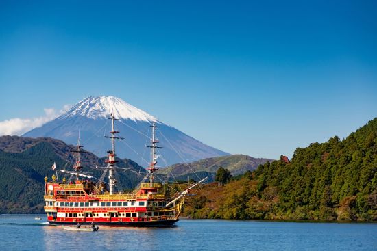 Familienabenteuer Japan ab Tokio: View to Mount Fuji from Lake Ashi