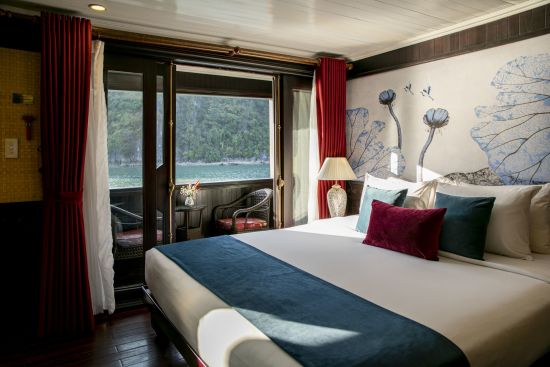 Halong Bucht Kreuzfahrten mit «Legend Halong» Privatboot ab Hanoi: room: Bhaya Legend 3-Cabin