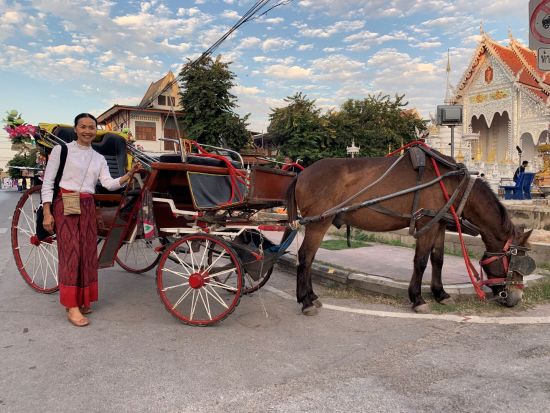 Royaume de Lanna de Chiang Mai: Horse cart in Lampang with Coach women
