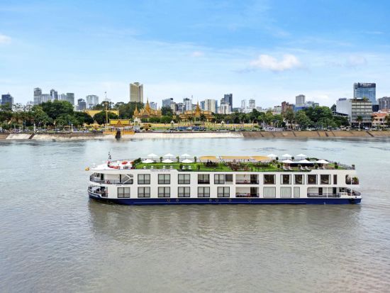 Mit der «Mekong Discovery» ins Mekong Delta ab Siem Reap: exterior: RV Mekong Discovery outdoor view