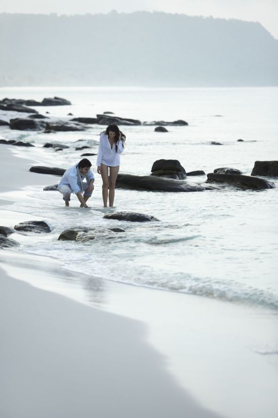 Song Saa Private Island in Koh Rong:  Guests exploring Private Beach