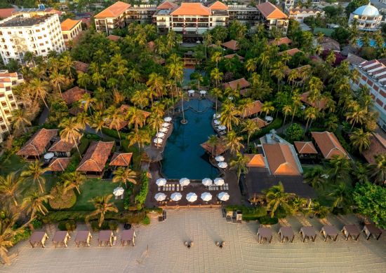 Anantara Mui Ne Resort in Phan Thiet:  Aerial front view from the beach