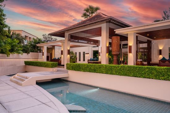 Dewa Phuket Resort & Villas:  beach: facilities: Hotel Lobby at Sunset