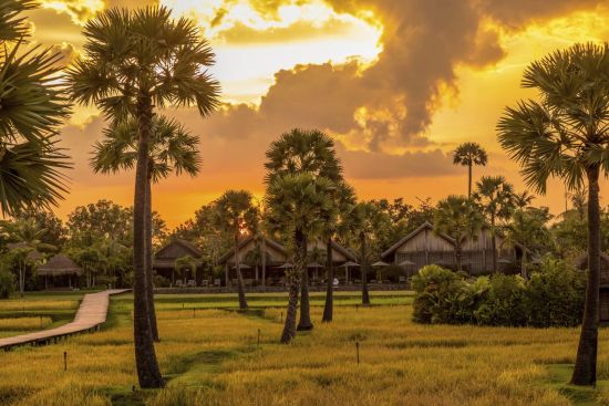 Phum Baitang in Siem Reap:  Sunset