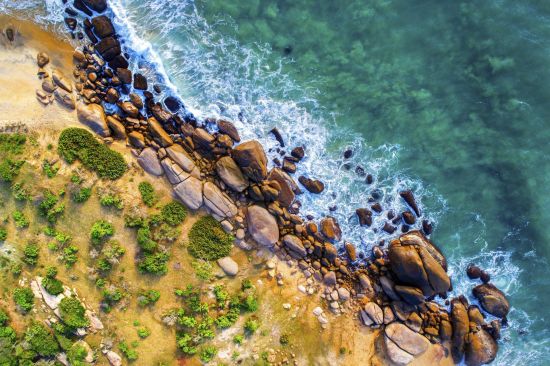 Uga Chena Huts in Yala National Park:  Beach ariel view