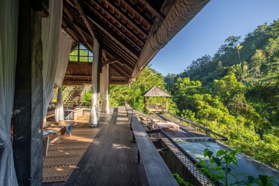 Buahan, a Banyan Tree Escape in Ubud:  Rainforest Pool Bale | Pool Deck