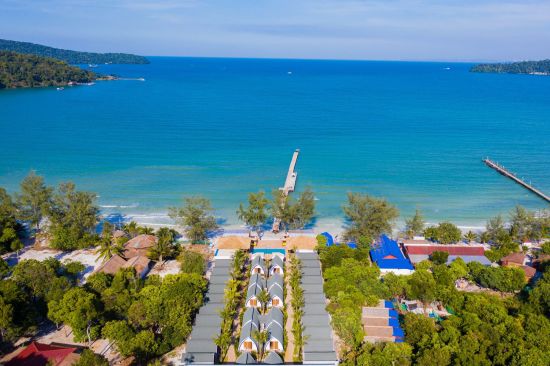Eden Beach Resort in Koh Rong Sanloem: view over the hotel