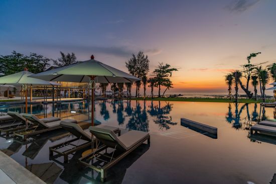 The Little Shore Khao Lak by Katathani:  Main Pool at Sunset