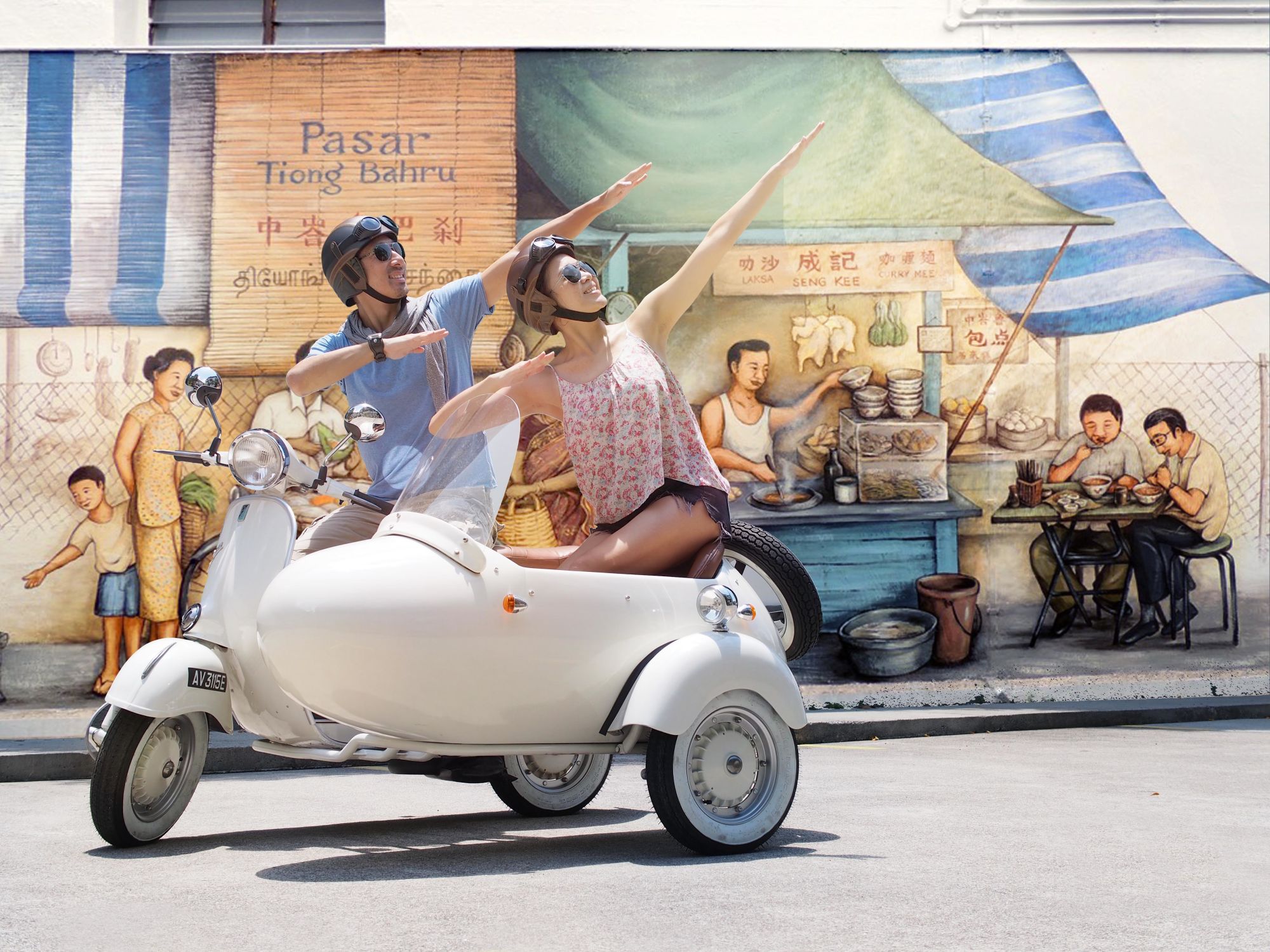 Découverte du vieux Singapour à pied: Tiong Bahru with Mural and Sidecar