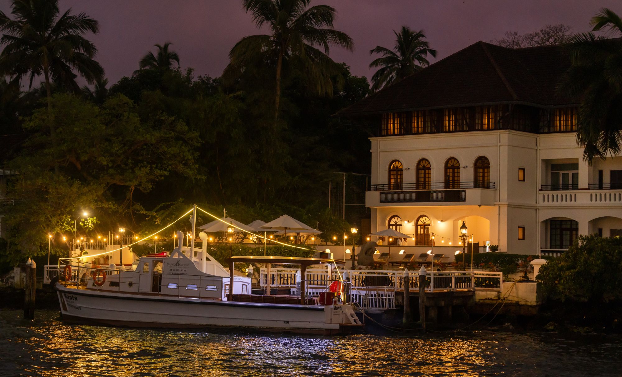 Brunton Boatyard in Kochi: Exterior view at night