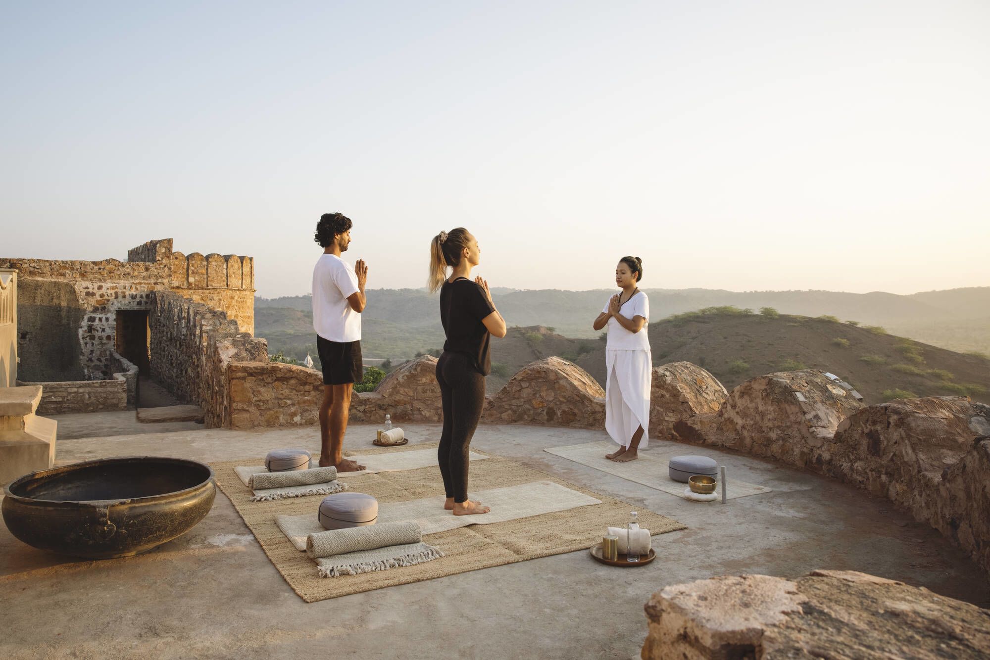 Six Senses Fort Barwara in Jaipur: Sunrise Yoga at Fort Wall