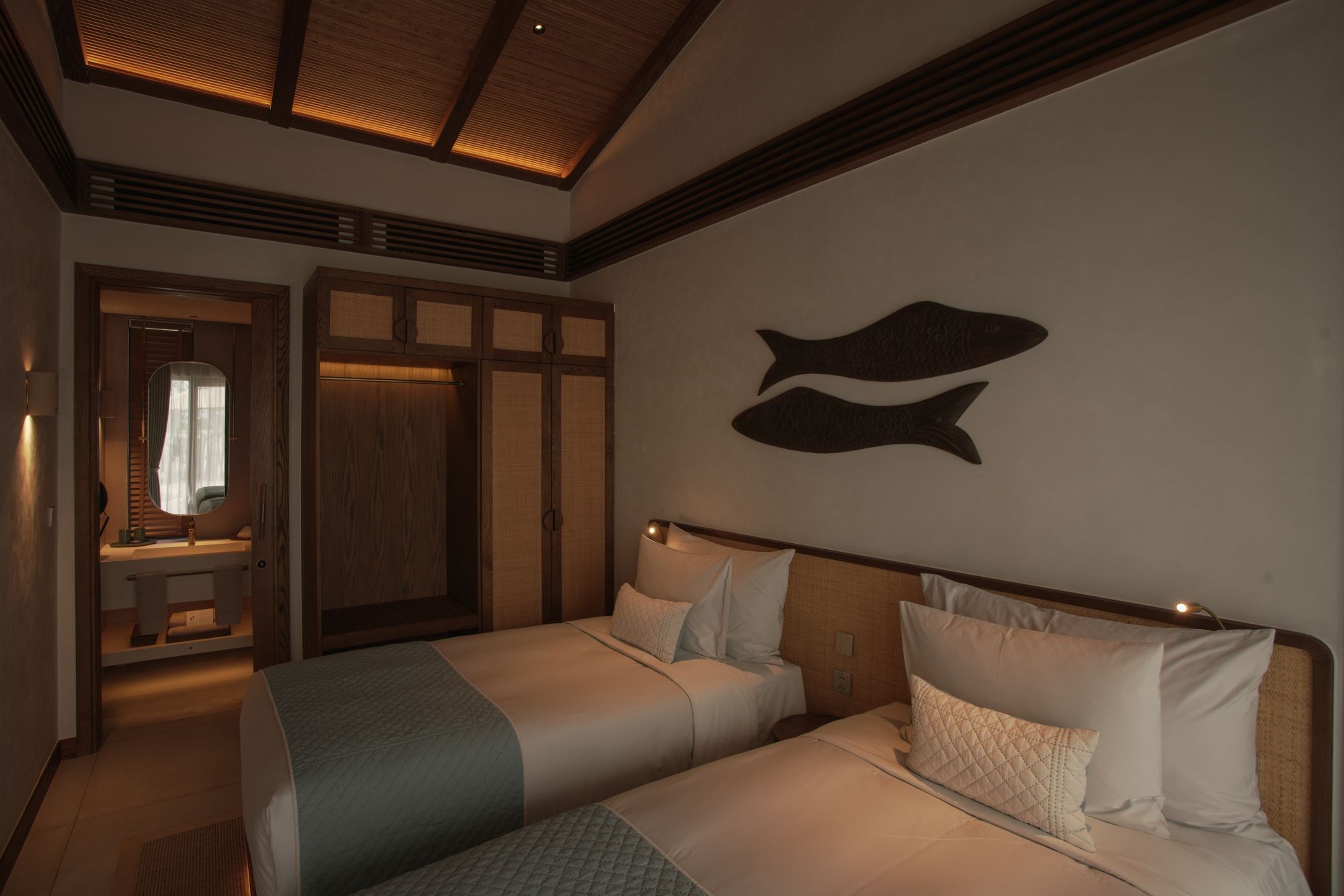 Namia River Retreat in Hoi An: River Family Villa | Twin Bedroom