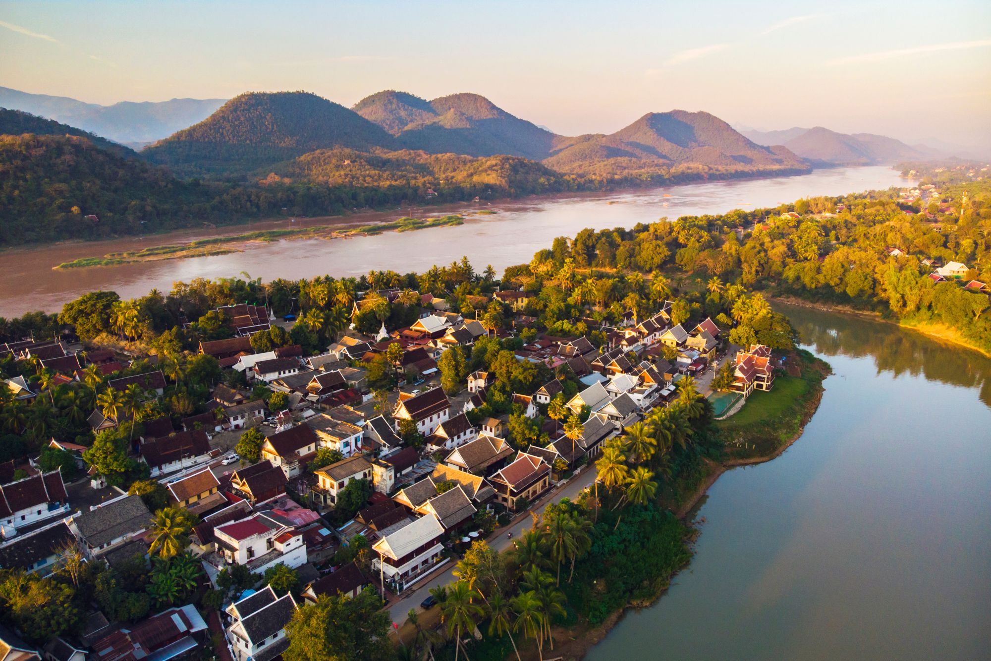 Découverte intense du Laos de Vientiane: Aerial view of Luang Prabang