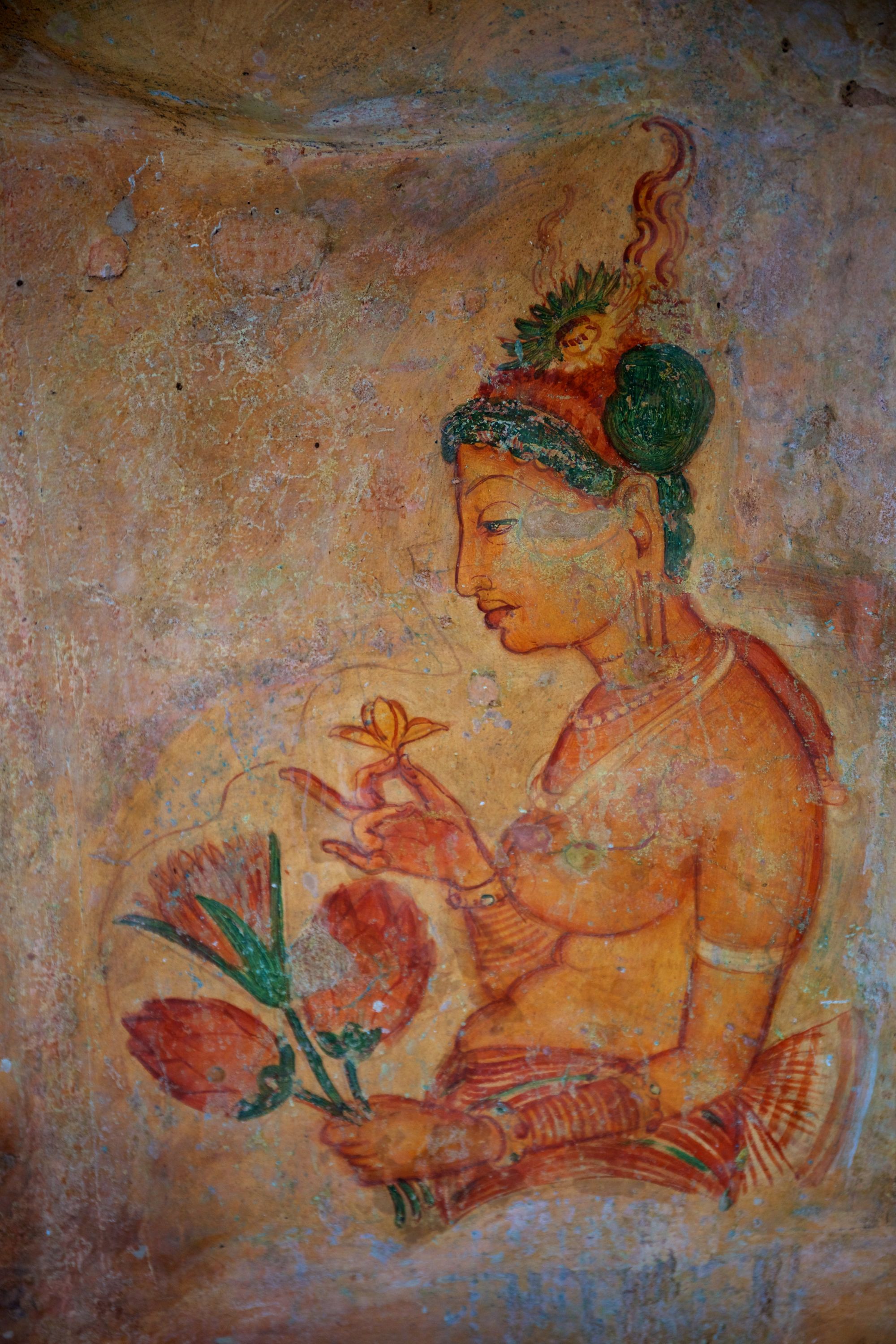 Les hauts lieux du Sri Lanka de Colombo: Sigiriya: fresco wall paintings