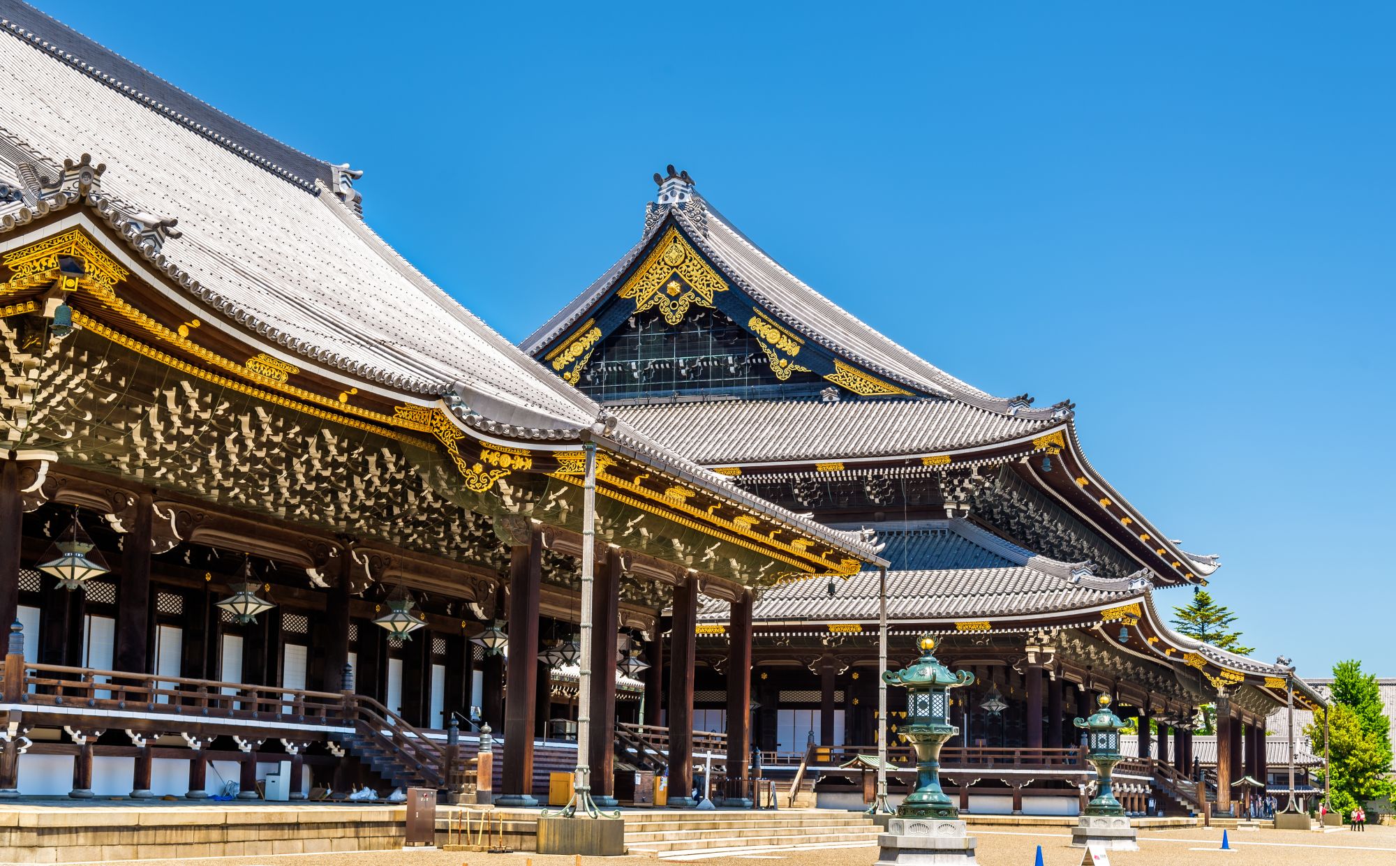 Les hauts lieux du Japon de Tokyo: Higashi Hongan-ji buddhist temple in Kyoto