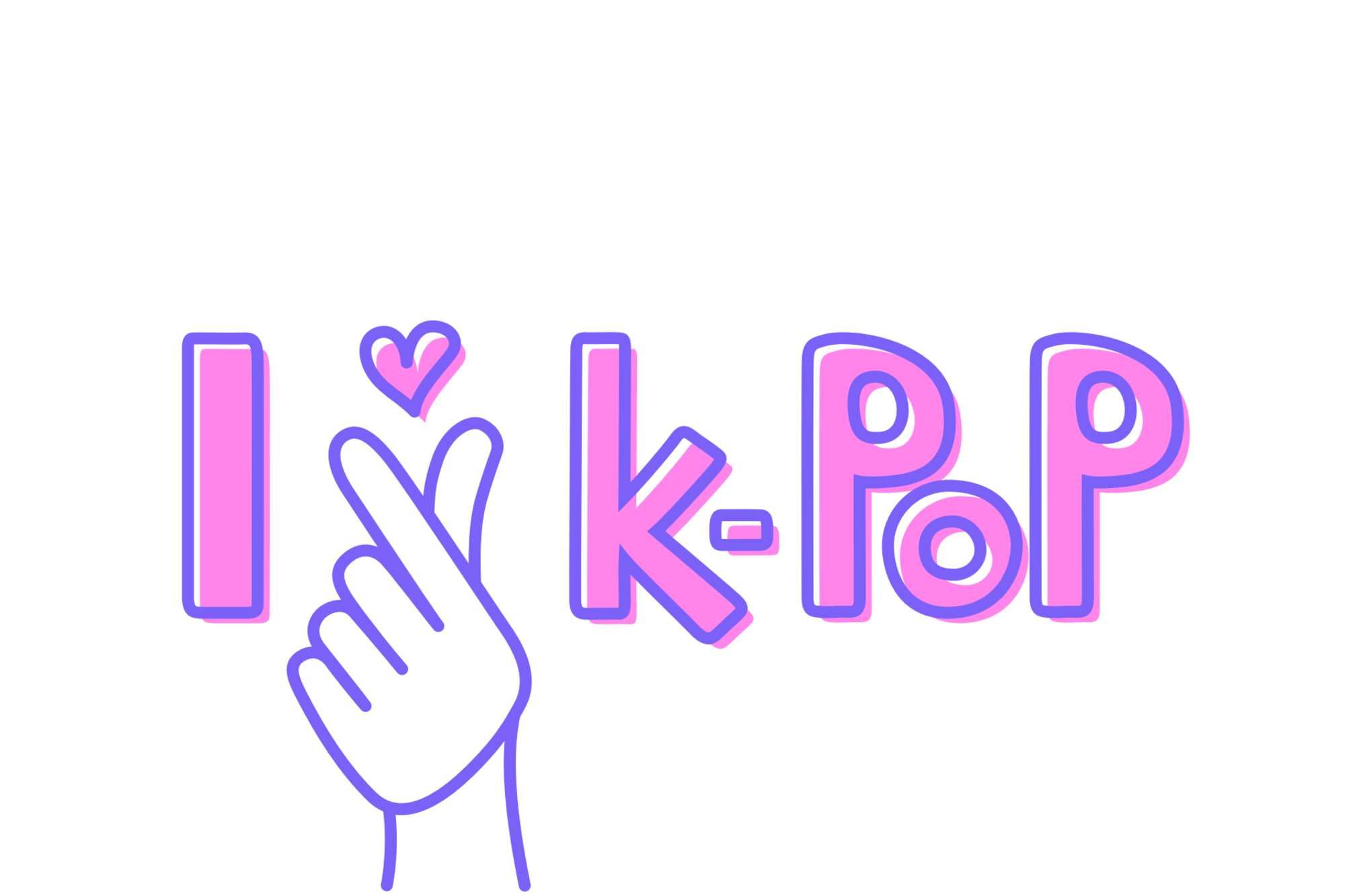 Südkorea K-Style ab Seoul: I love k-pop. Korean symbol hand heart - .eps