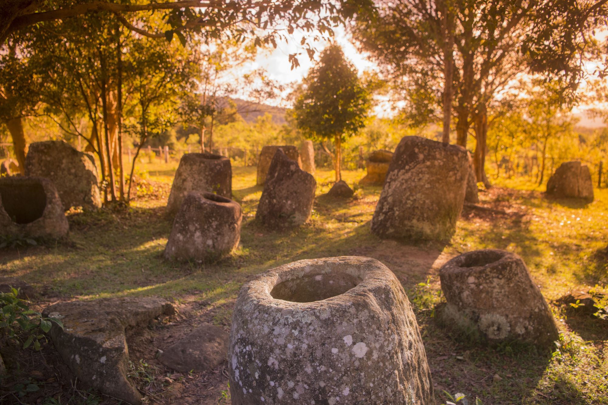 Plaine des Jarres de Vientiane: The plain of jars site 3 in the morning