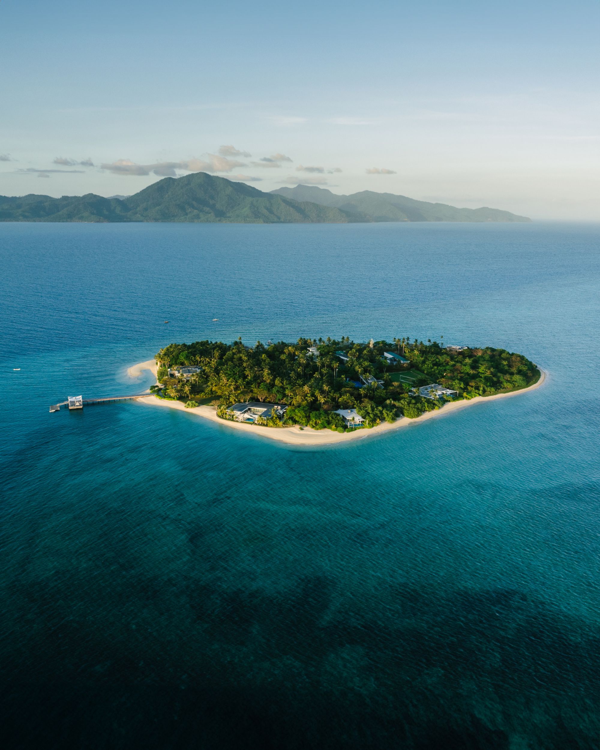 Banwa Private Island in Palawan: Banwa Private Island Aerial With Palawan In Background