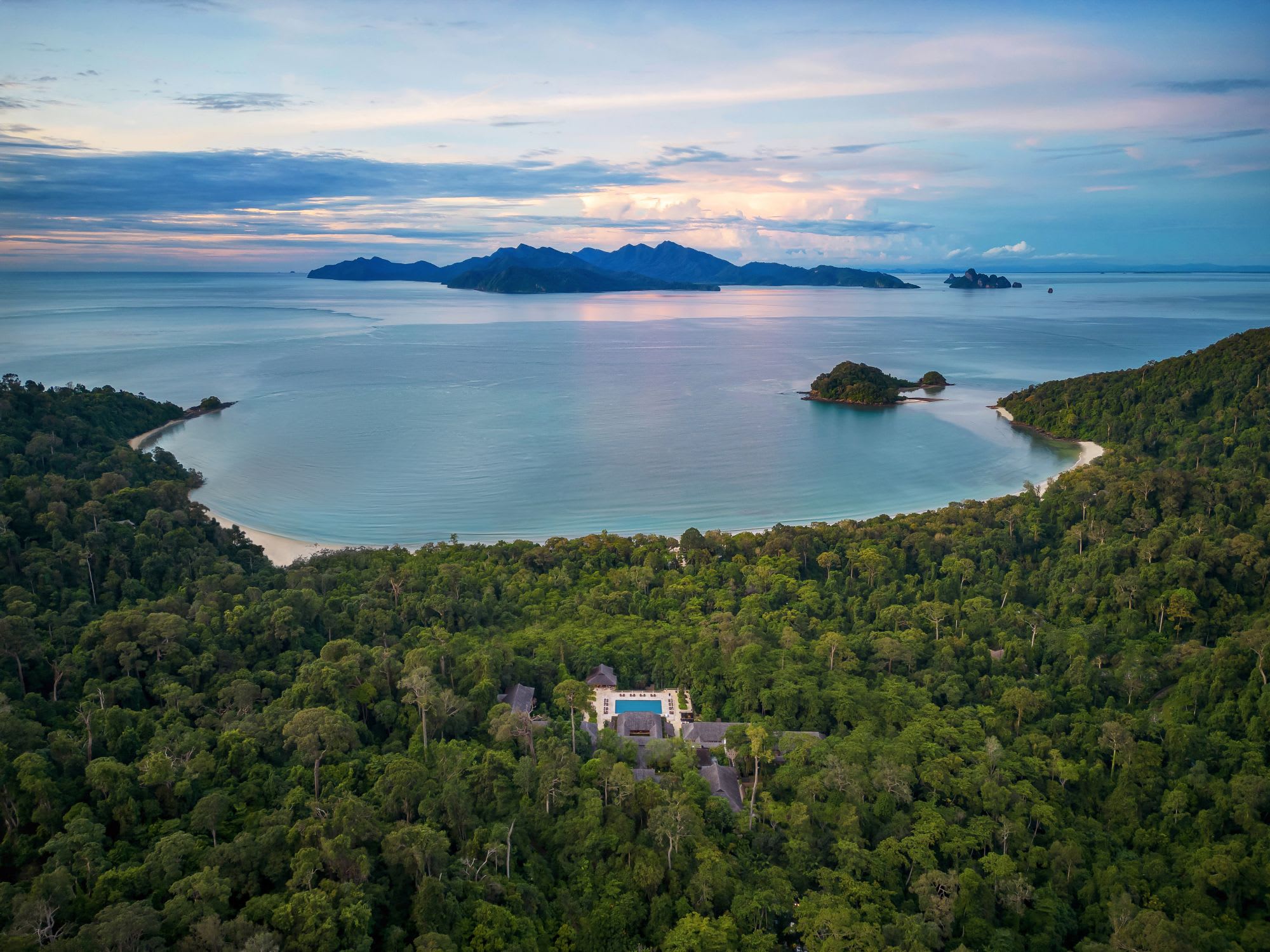 The Datai Langkawi: The Datai Langkawi | Resort Aerial with Bay