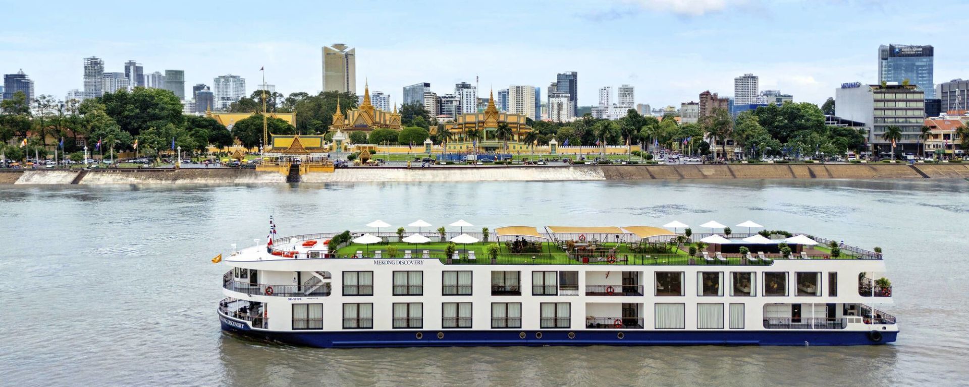 Mit der «Mekong Discovery» ins Mekong Delta ab Siem Reap: exterior: RV Mekong Discovery outdoor view