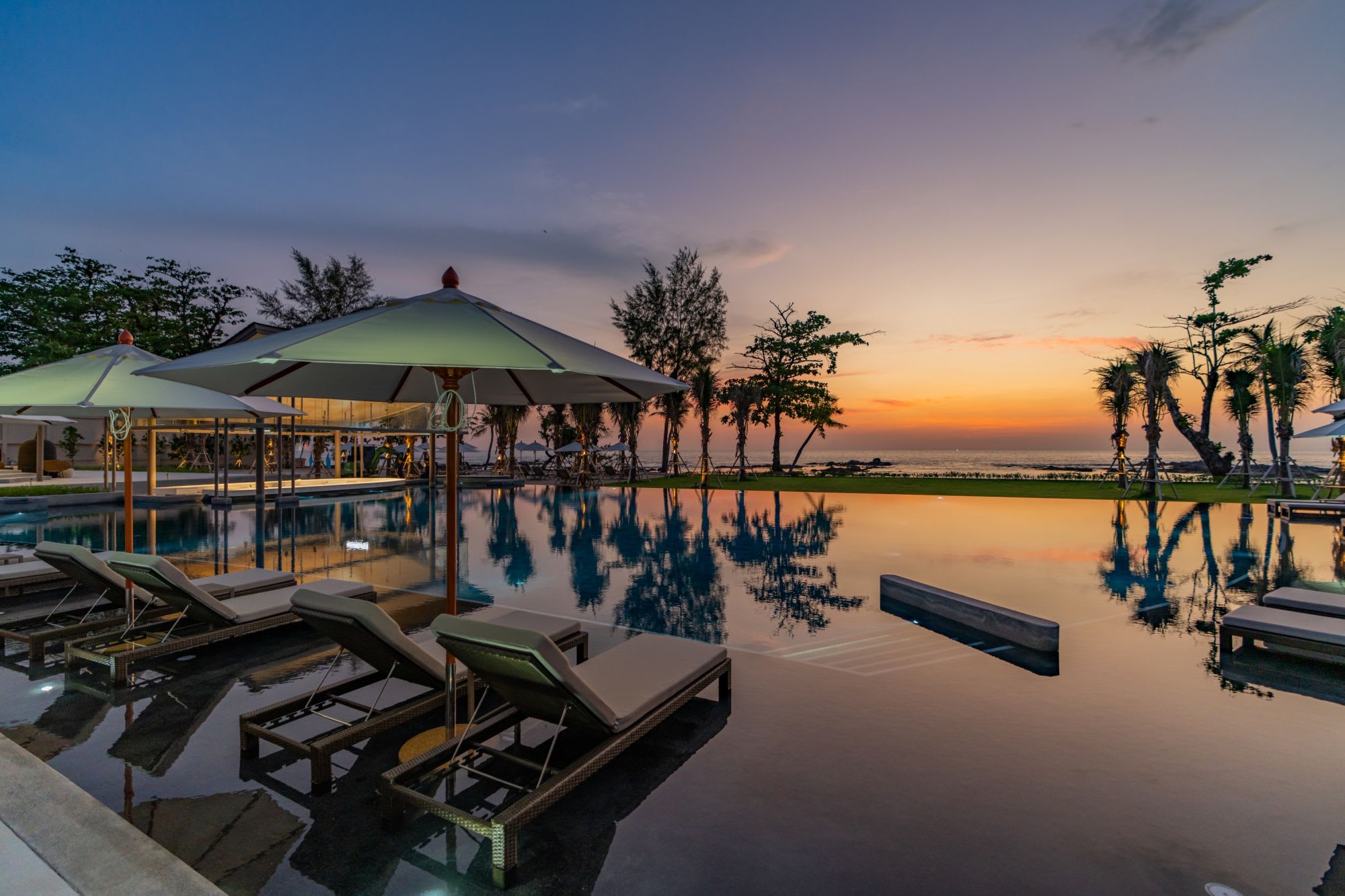 The Little Shore Khao Lak by Katathani: Main Pool at Sunset